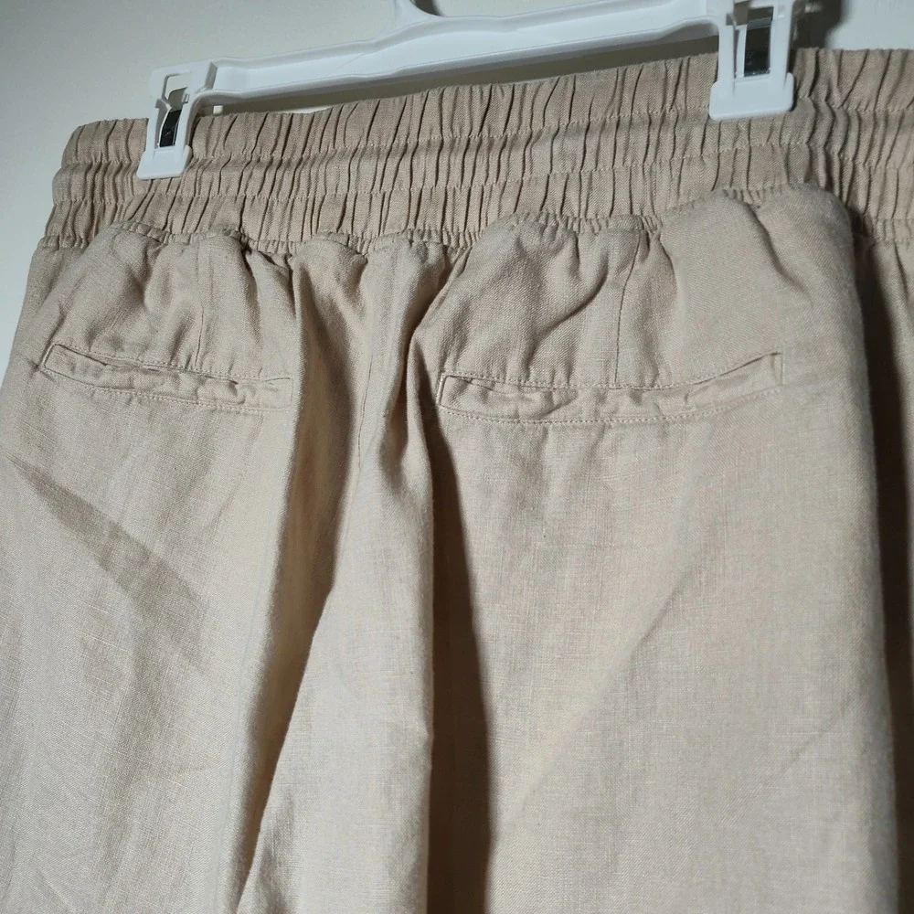 Quince Women 100% European Linen Wide Leg Pants Driftwood Tan Large